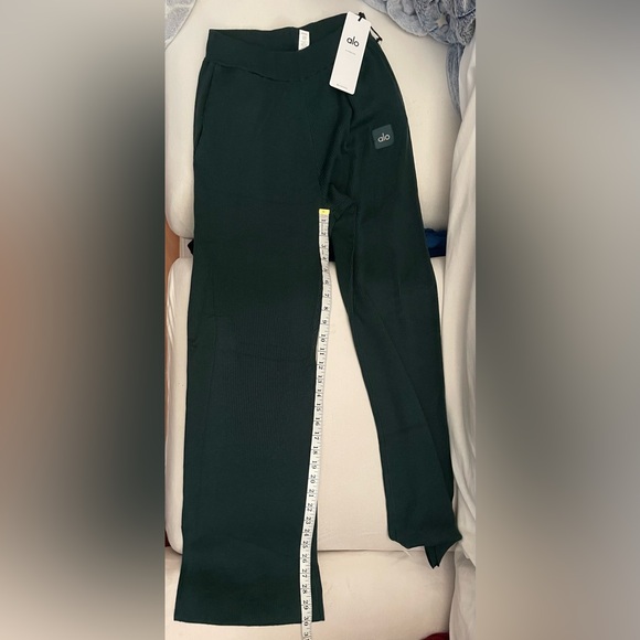 NWT Alo Yoga Knit High Waist Salana Wide Leg Pant Midnight Green Size S - Picture 15 of 16
